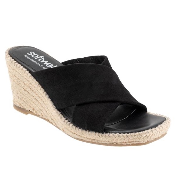 SoftWalk Shoes - NIB SoftWalk Sz 9N Women's Hastings Jute Platform Wedge Sandal Suede Black